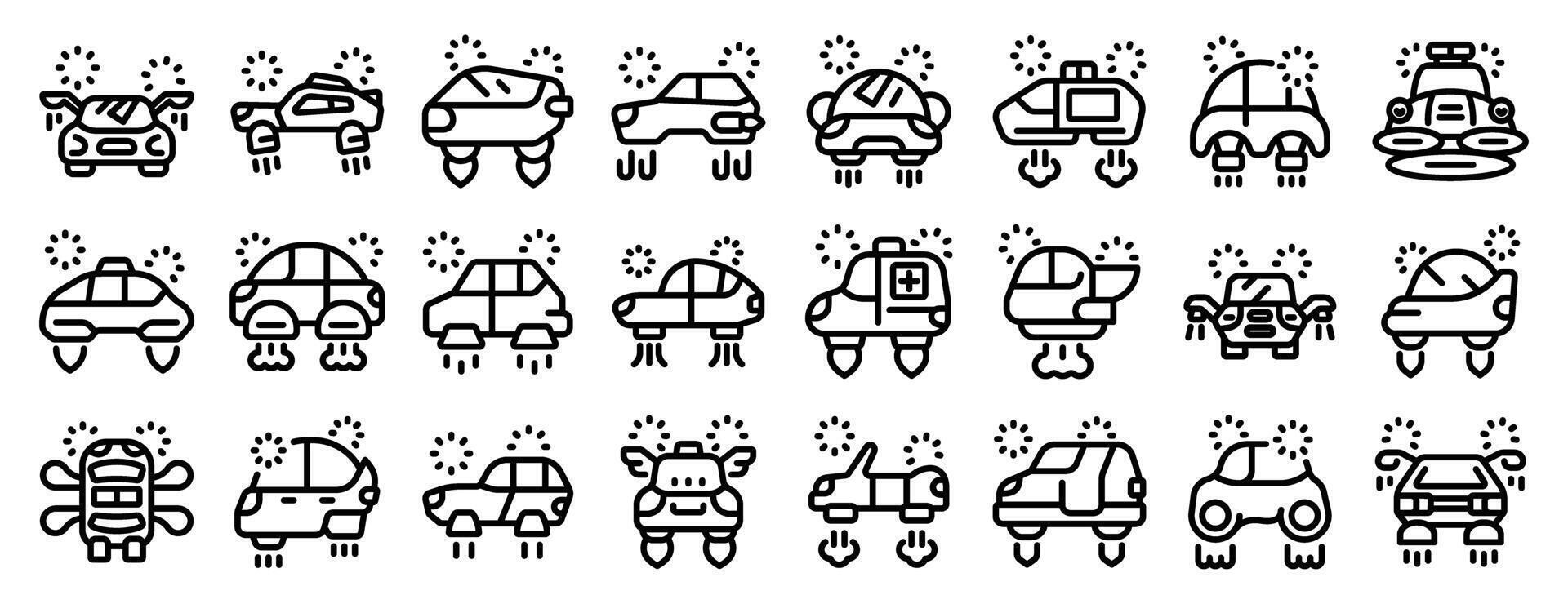 Flying car icons set. Futuristic flying cars taking off with style, a set of icons for transportation innovation vector