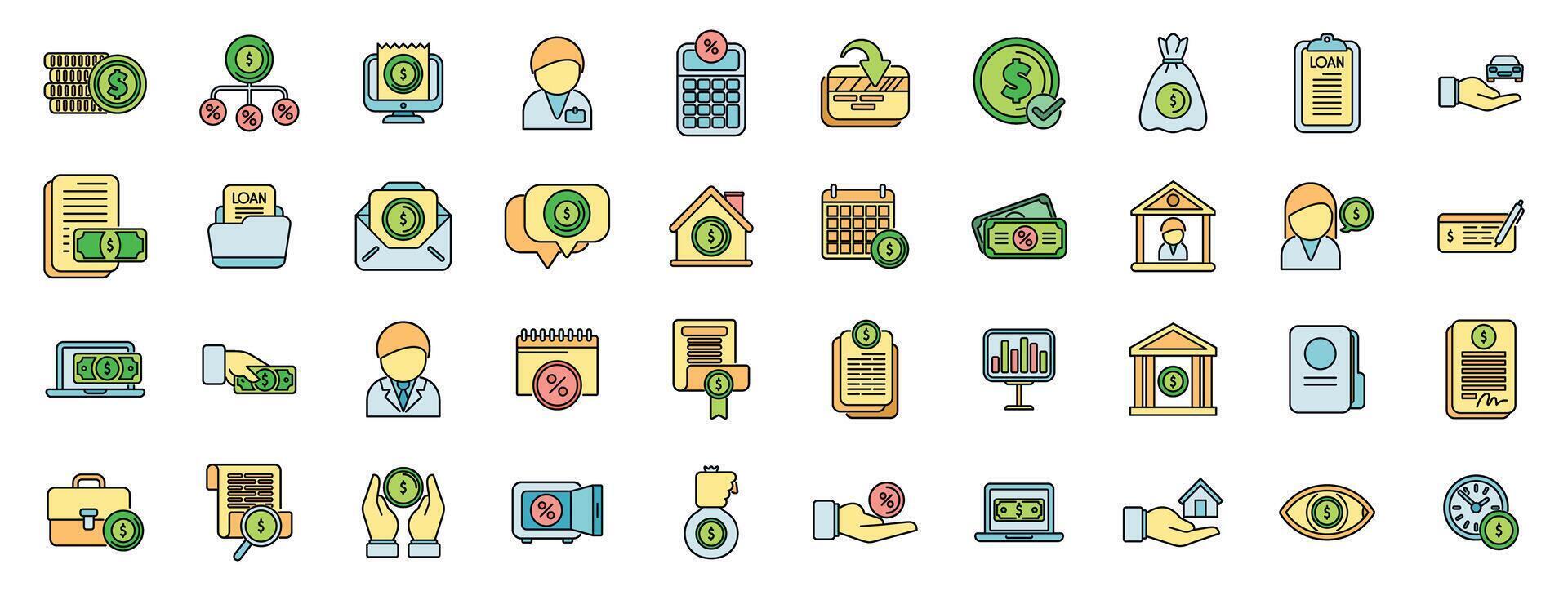 Diverse financial and business icon set illustrating concepts vector