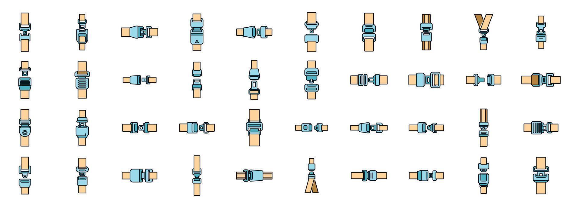 Seat belt buckles and components ensuring passenger safety in vehicles vector