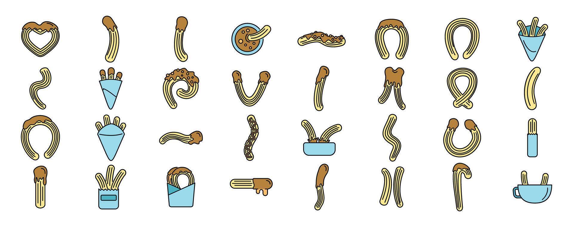 Creative churro illustrations in various fun designs vector
