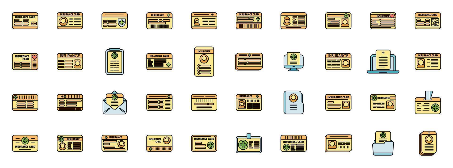 Various id and document icons arranged in a grid pattern vector