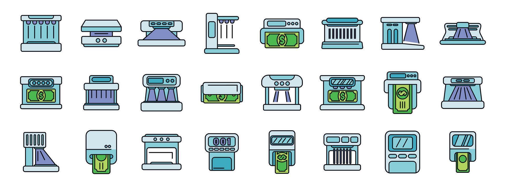 Money counter processing banknotes detecting identifying bank currency cash vector