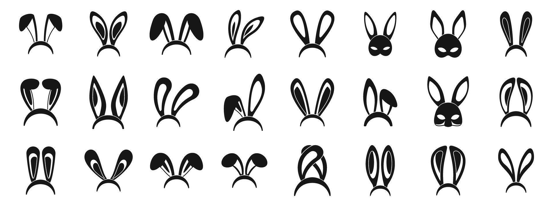 Easter bunny ears mask icons set. Bunny ears and masks icons set featuring various styles and designs for easter celebrations vector