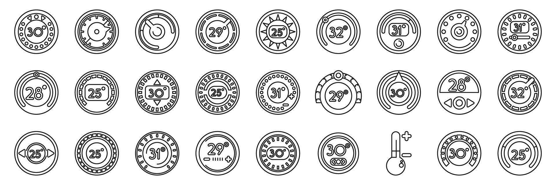 A set of circular symbols that are drawn in black and white vector