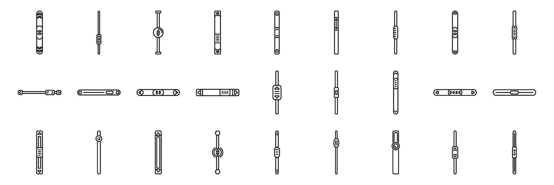 Scrollbar icons set. Pregnancy test icons showing different results, positive and negative, waiting for baby, outline style vector