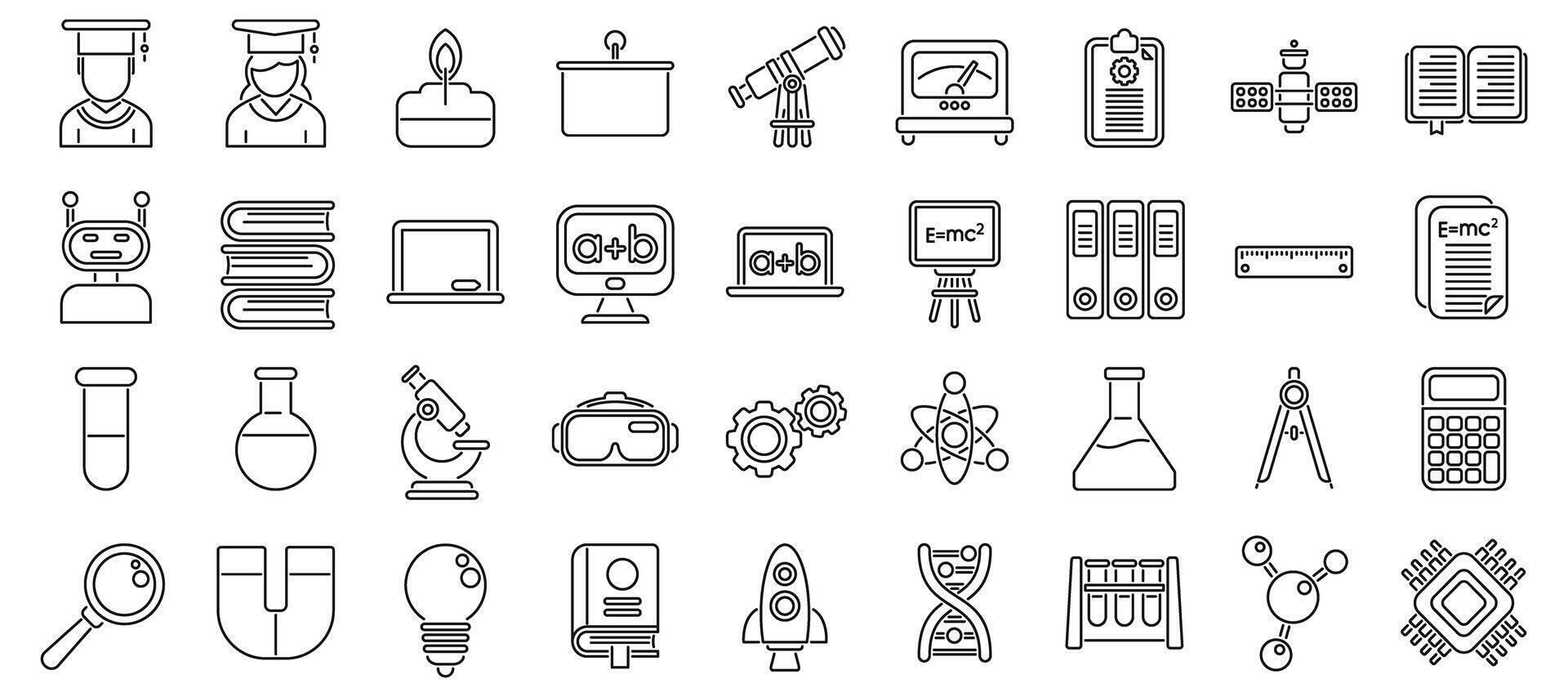 Stem education icons set. Diverse science and education icon set collection vector