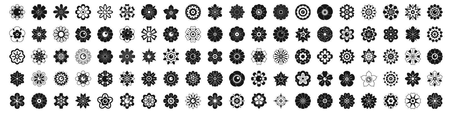 icons set. Collection of flower icons representing different species and blooming stages vector