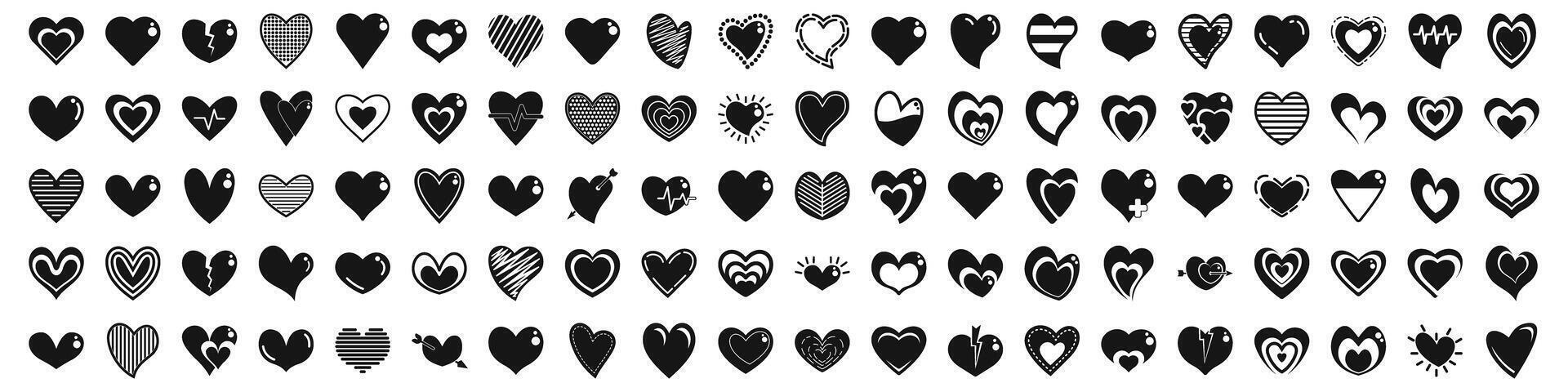 icons set. Heart icons representing various concepts of love, health, and relationships vector