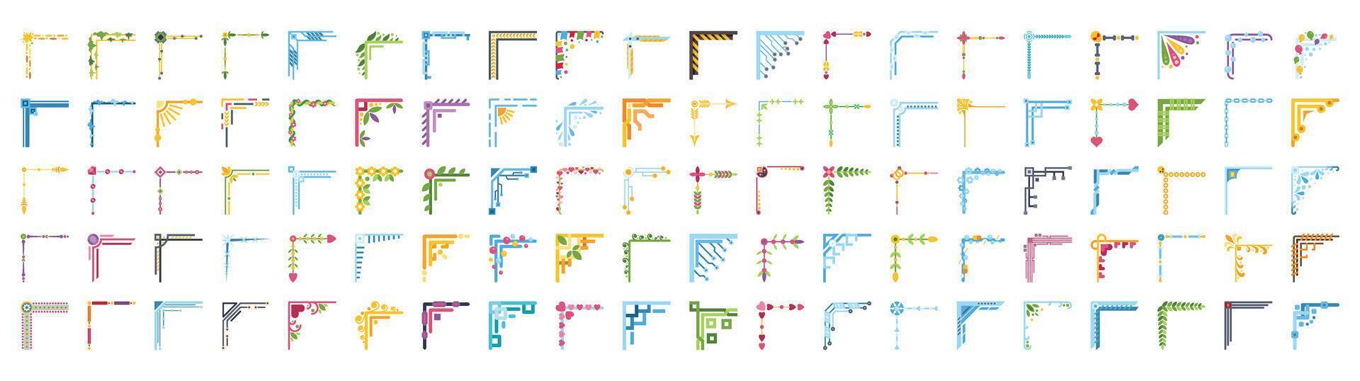 Colorful corner design elements providing visual interest and framing vector