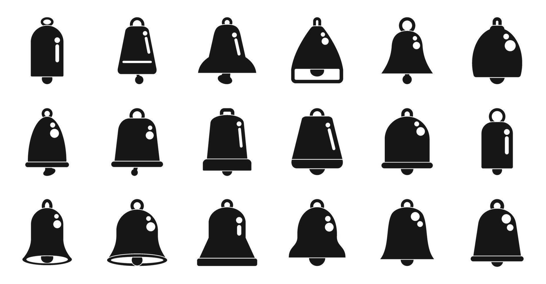 Cowbell icons set. Variety of bell icons in minimalist design vector