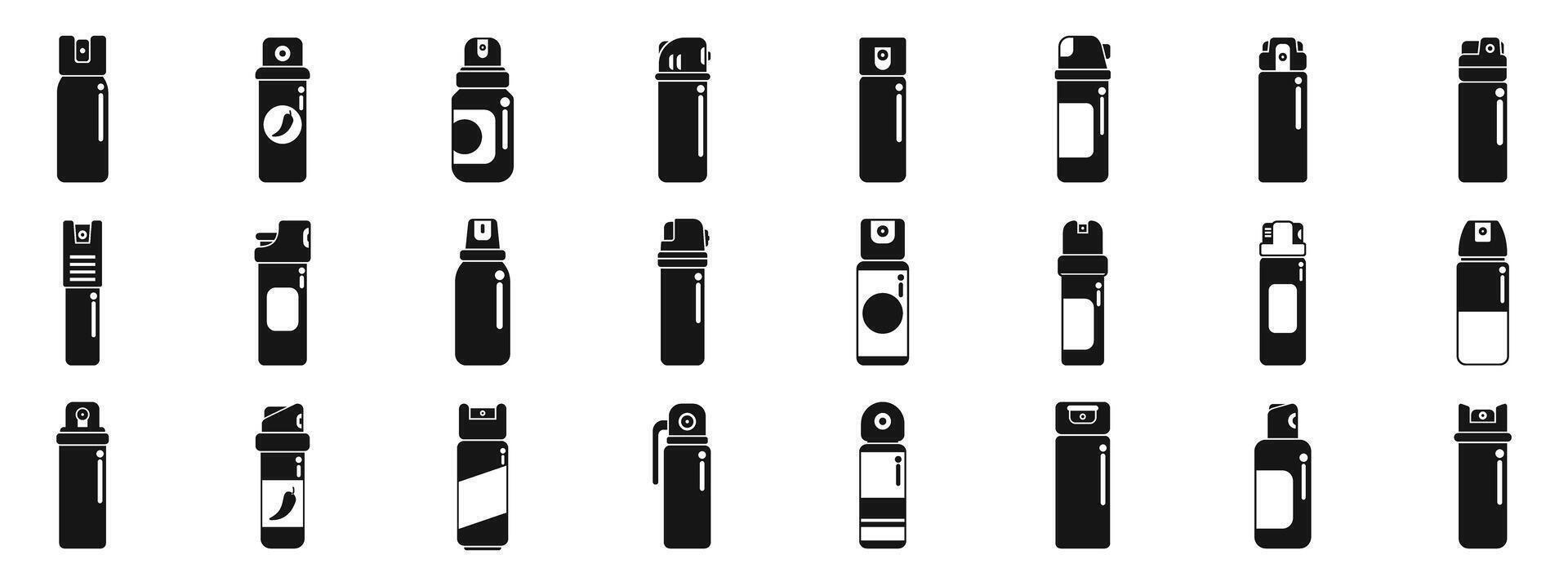 Pepper spray icons set. Pepper sprays icons set simple style vector