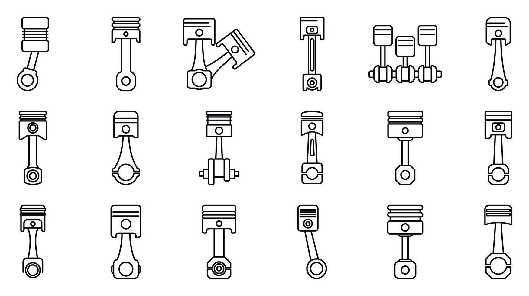 Car engine piston icons set. Set of piston icons representing engine power and movement vector