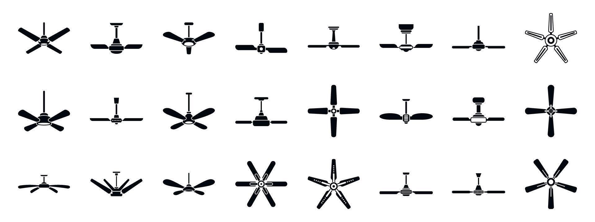 Ceiling fan icons set. Ceiling fans bringing a breeze of fresh air to modern homes vector