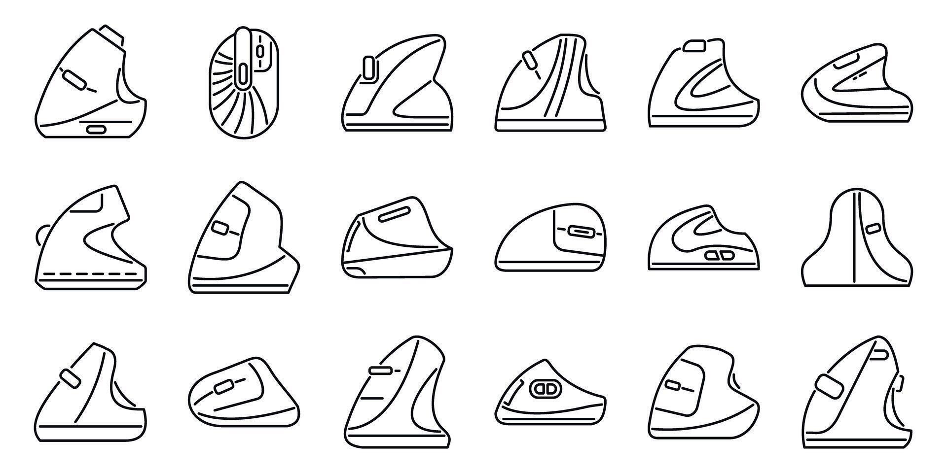 vertical computadora ratón íconos colocar. ergonómico vertical ratones mantener sano muñeca postura para cómodo informática vector