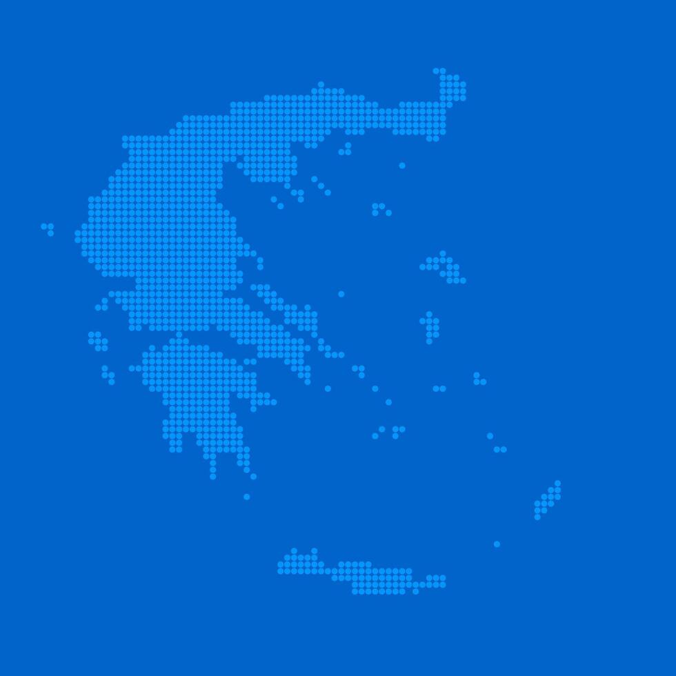 Blue halftone dot outline map background of Greece vector
