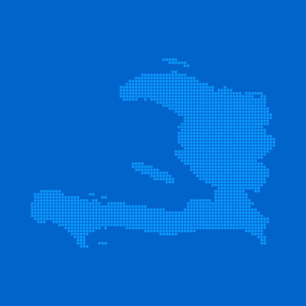 Blue halftone dot outline map background of Haiti vector