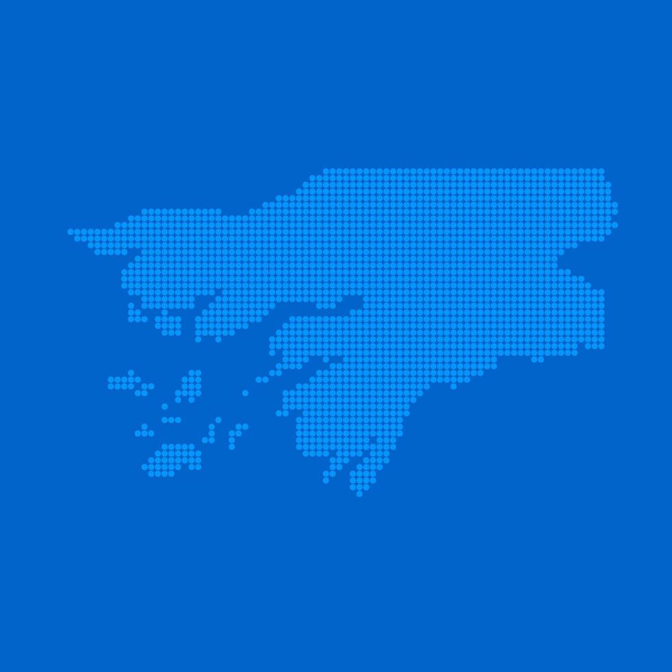 Blue halftone dot outline map background of Guinea-Bissau vector