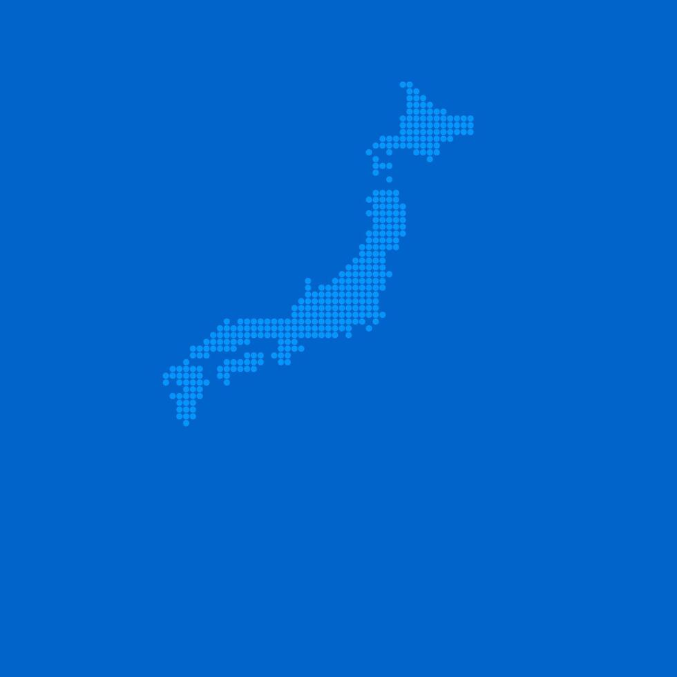 Blue halftone dot outline map background of Japan vector