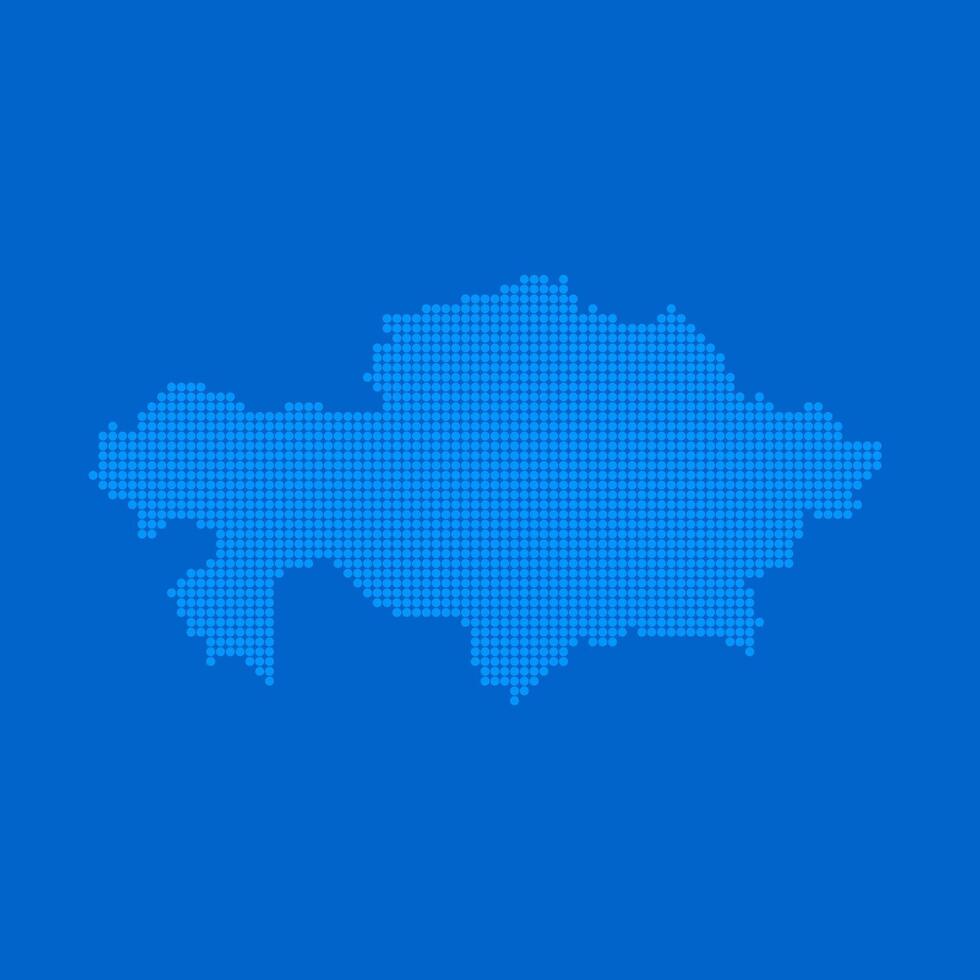 Blue halftone dot outline map background of Kazakhstan vector