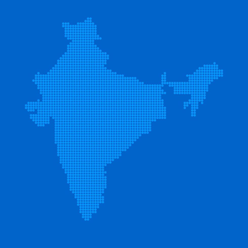 Blue halftone dot outline map background of India vector