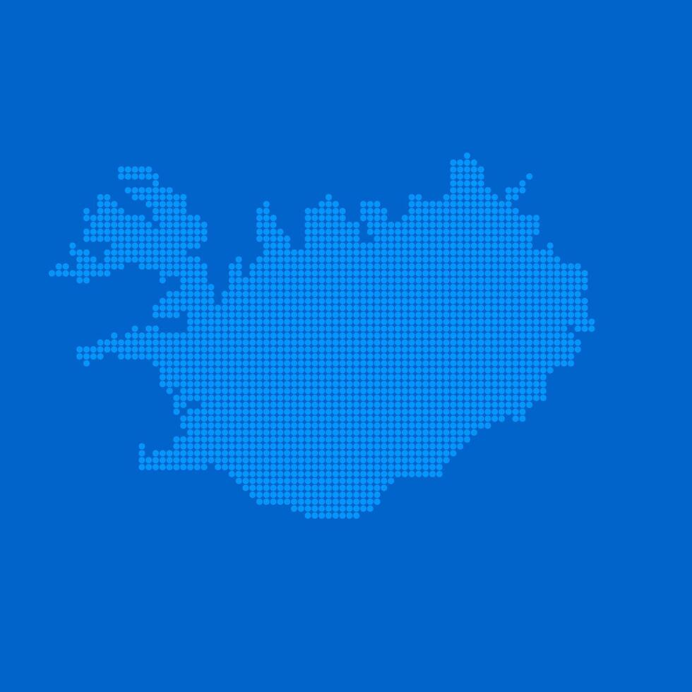 Blue halftone dot outline map background of Iceland vector