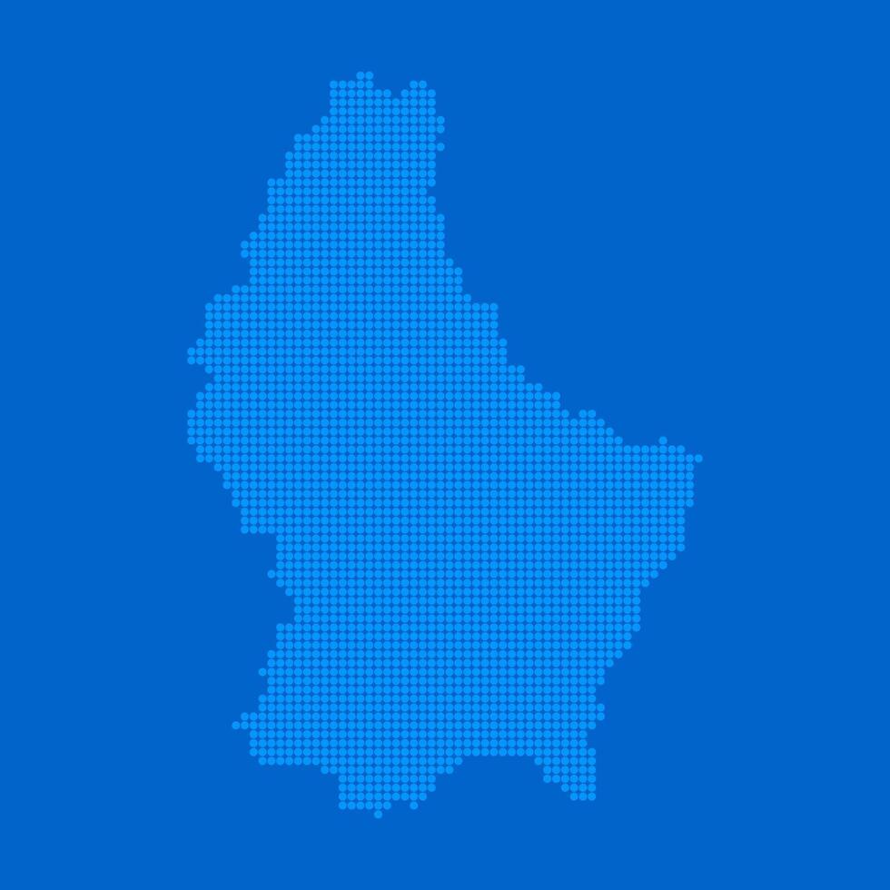 Blue halftone dot outline map background of Luxembourg vector
