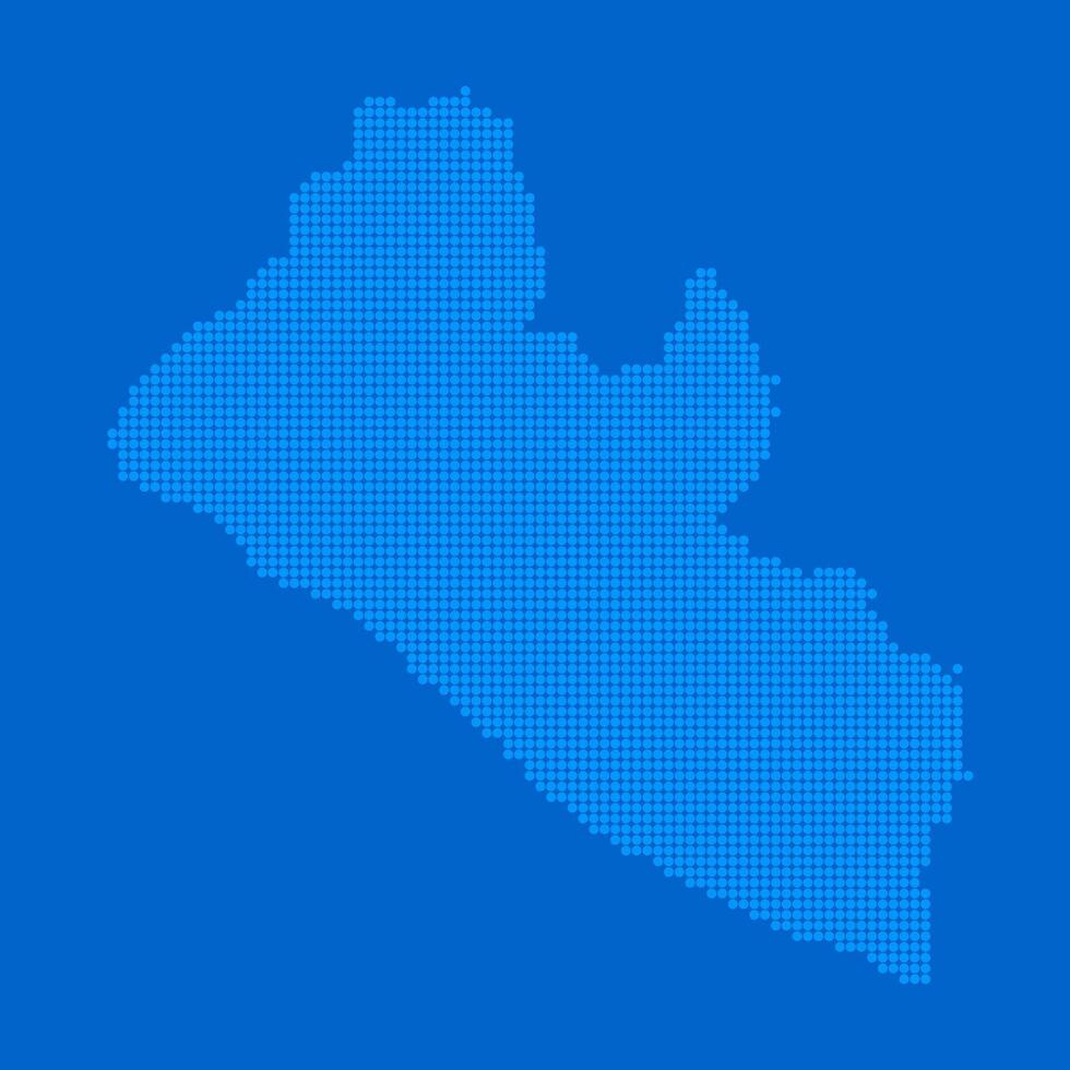 Blue halftone dot outline map background of Liberia vector