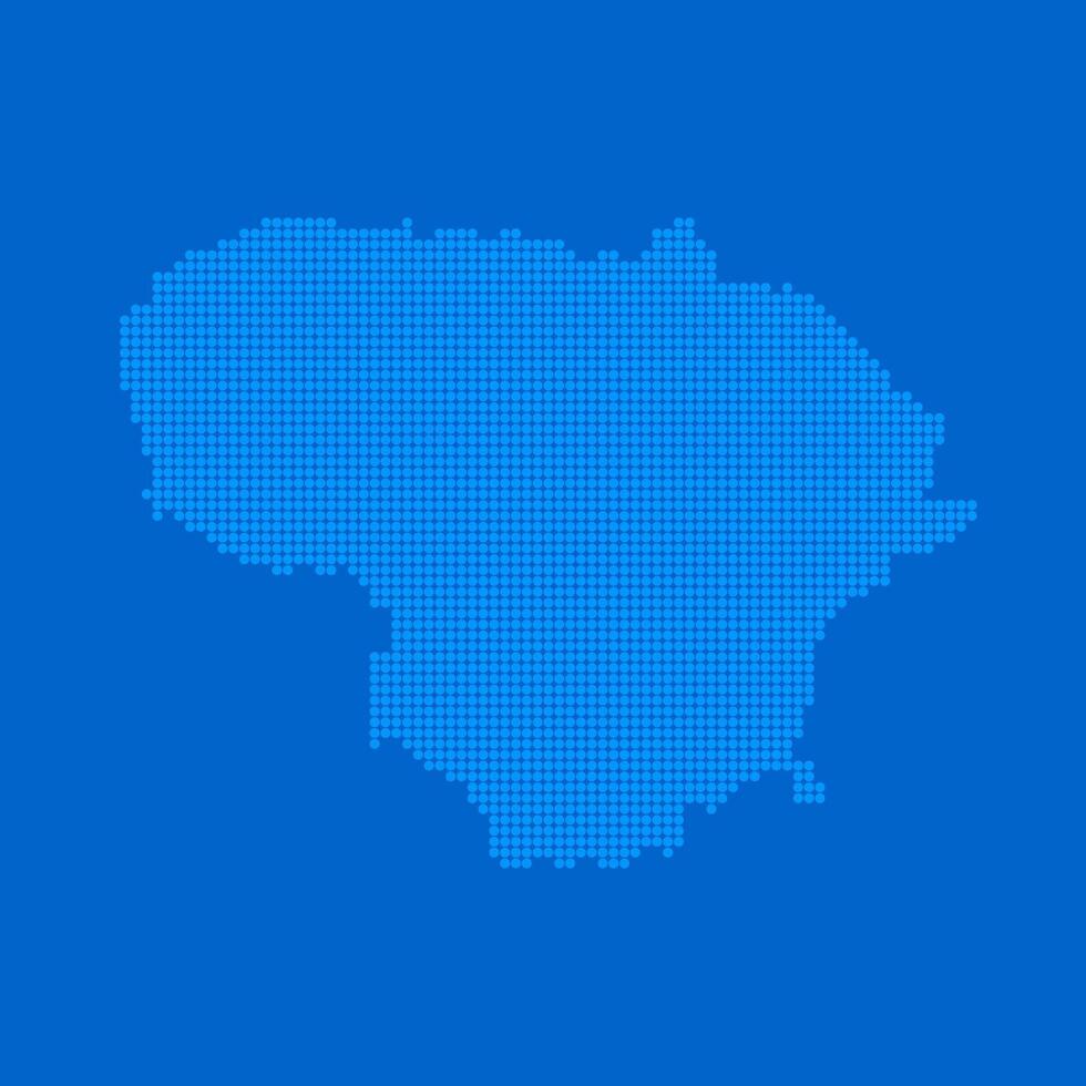 Blue halftone dot outline map background of Lithuania vector