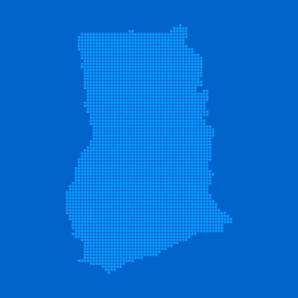 Blue halftone dot outline map background of Ghana vector