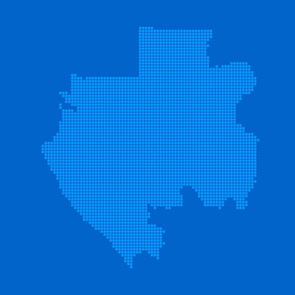 Blue halftone dot outline map background of Gabon vector