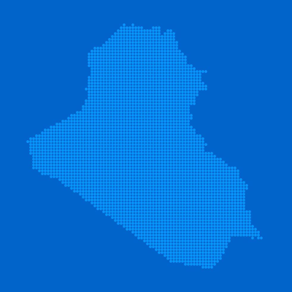 Blue halftone dot outline map background of Iraq vector