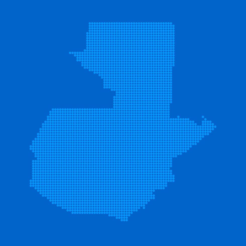 Blue halftone dot outline map background of Guatemala vector