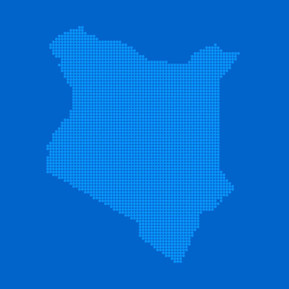 Blue halftone dot outline map background of Kenya vector