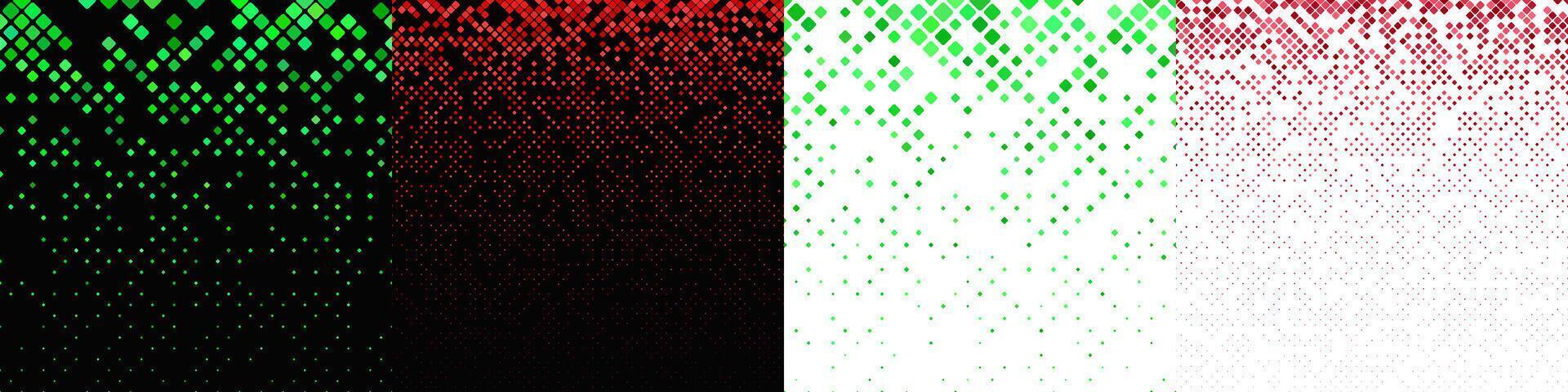 Abstract diagonal square pattern collection in red and green tones vector