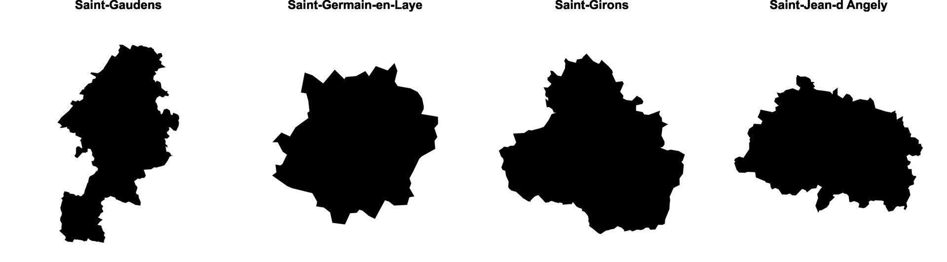 Saint Gaudens, Saint Germain en Laye, Saint Girons, Saint Jean d Angely outline maps vector