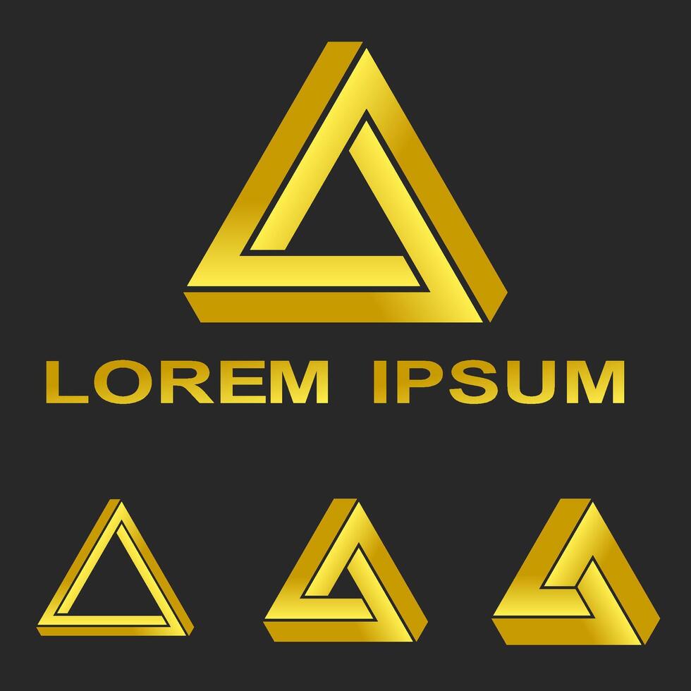 Golden Penrose triangle technology symbol set vector
