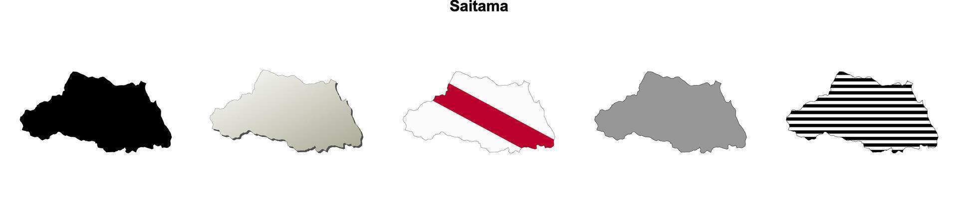 Saitama blank outline map set vector