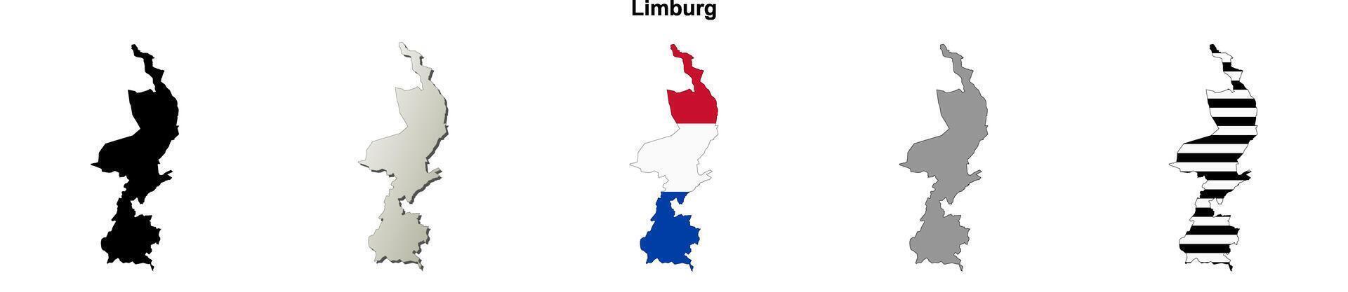 Limburg blank outline map set vector