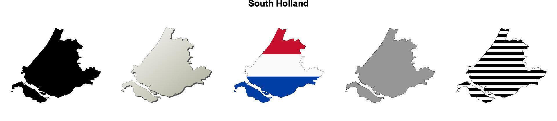 South Holland province blank outline map set vector