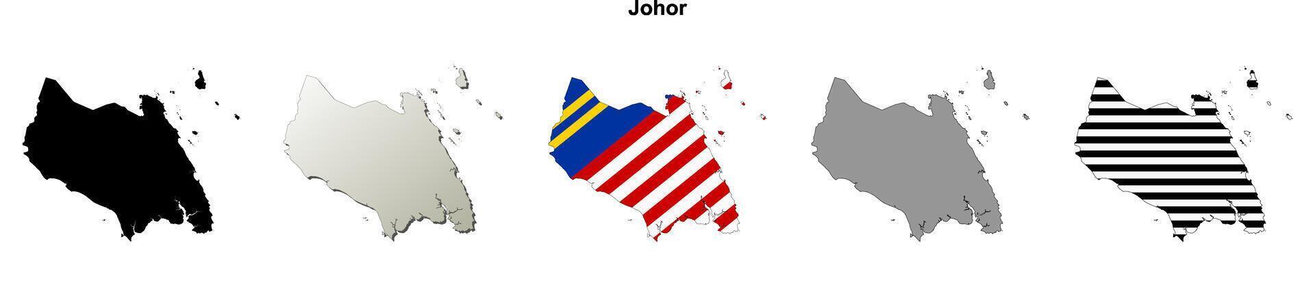 Johor state blank outline map set vector