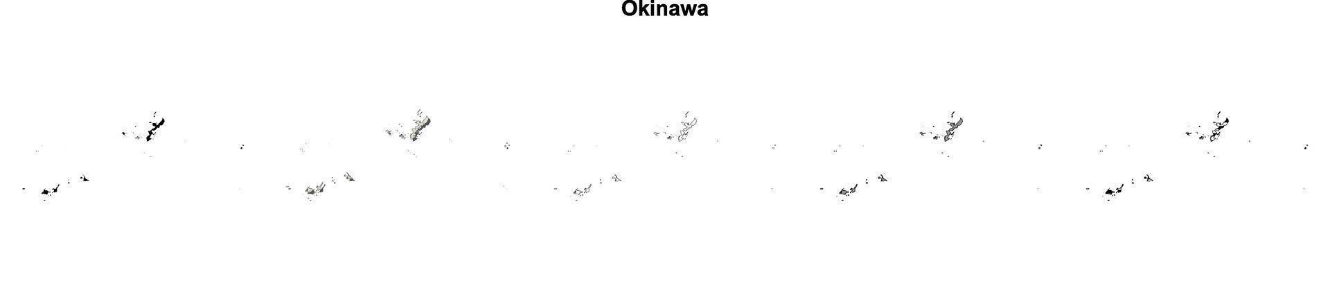Okinawa blank outline map set vector