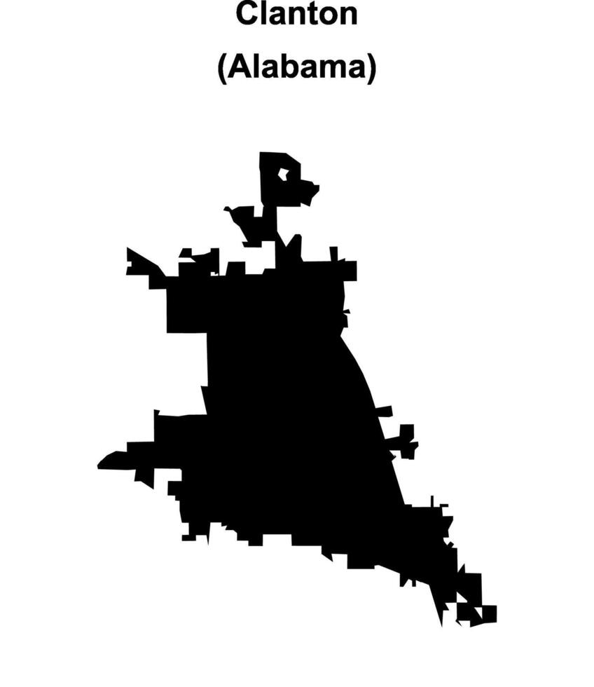 Clanton, Alabama blank outline map vector