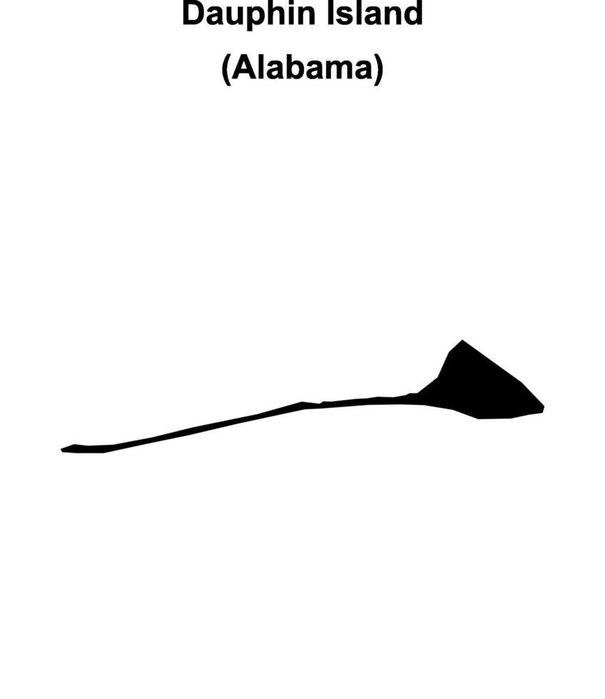 Dauphin Island, Alabama blank outline map vector