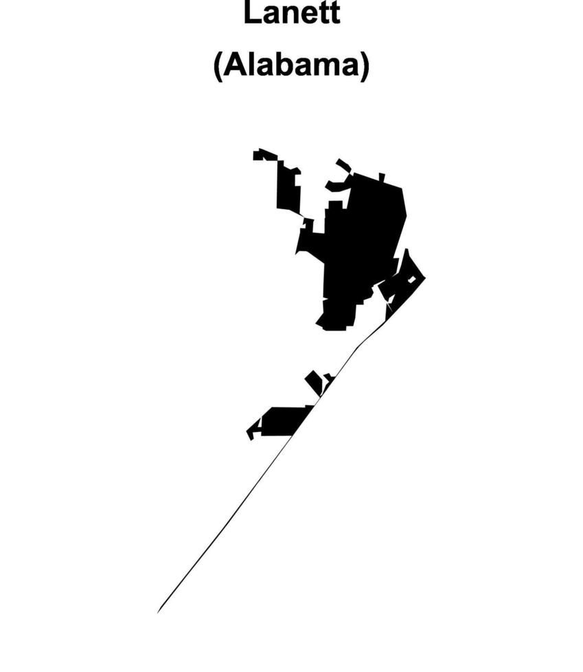 Lanett, Alabama blank outline map vector