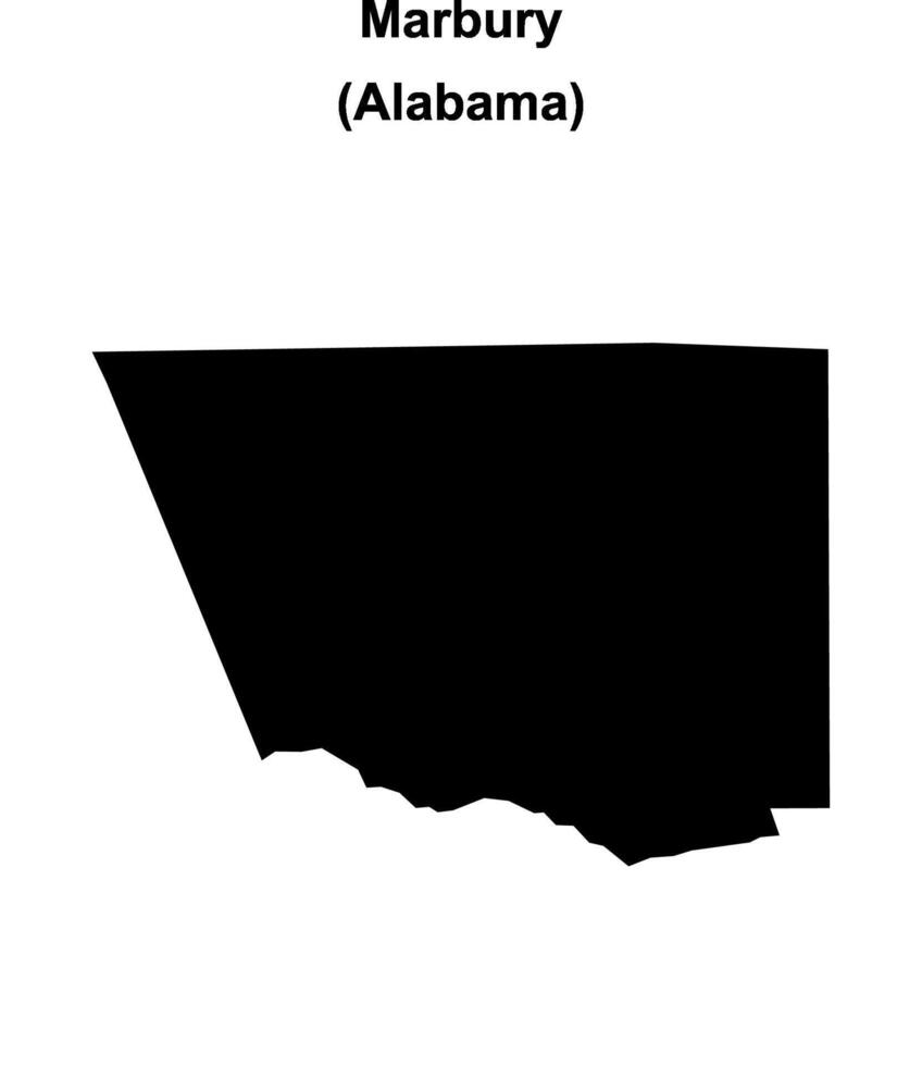 Marbury, Alabama blank outline map vector