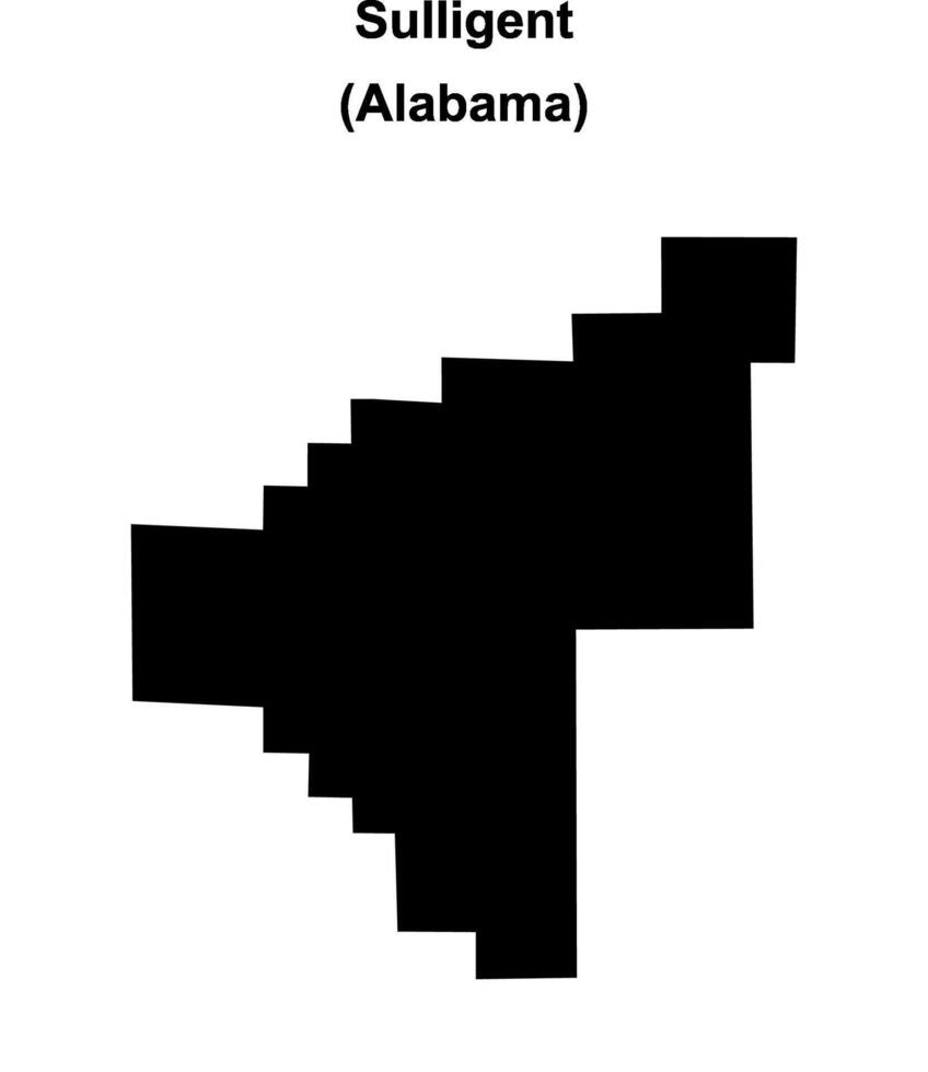 Sulligent, Alabama blank outline map vector