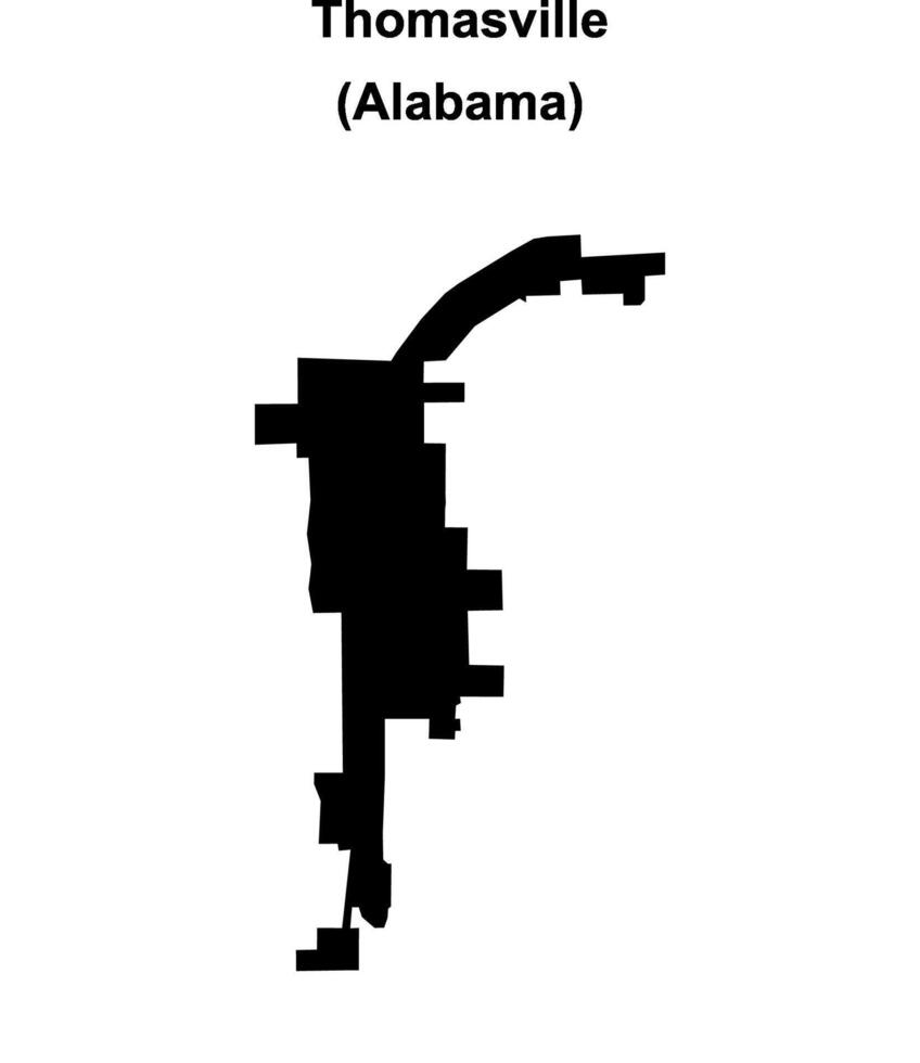 Thomasville, Alabama blank outline map vector