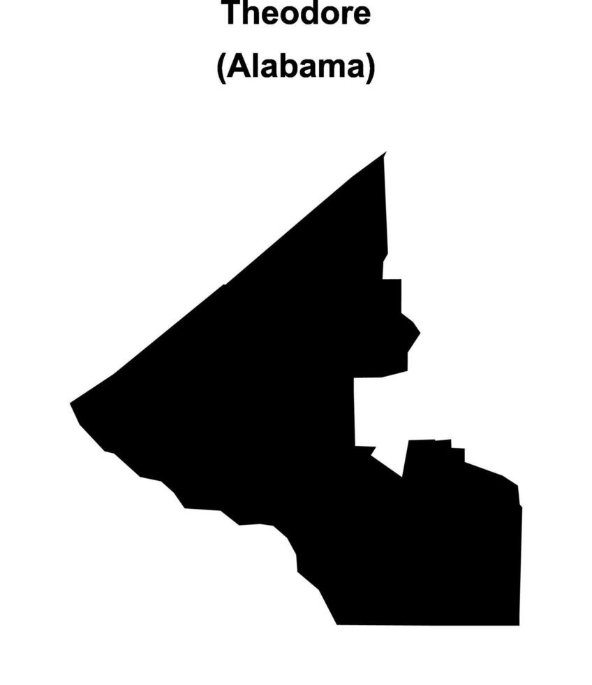 Theodore, Alabama blank outline map vector