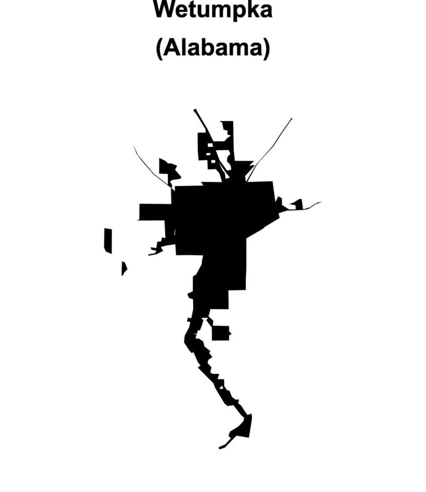 Wetumpka, Alabama blank outline map vector