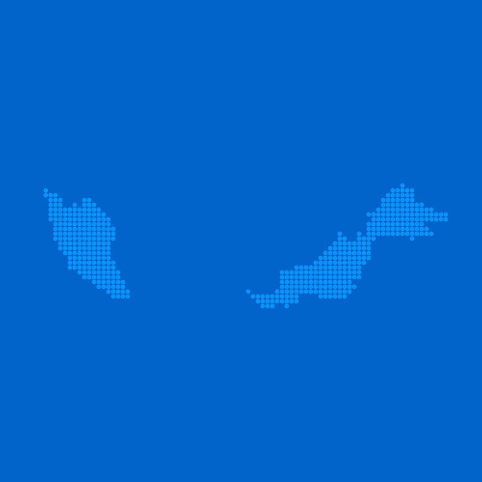 Blue halftone dot outline map background of Malaysia vector